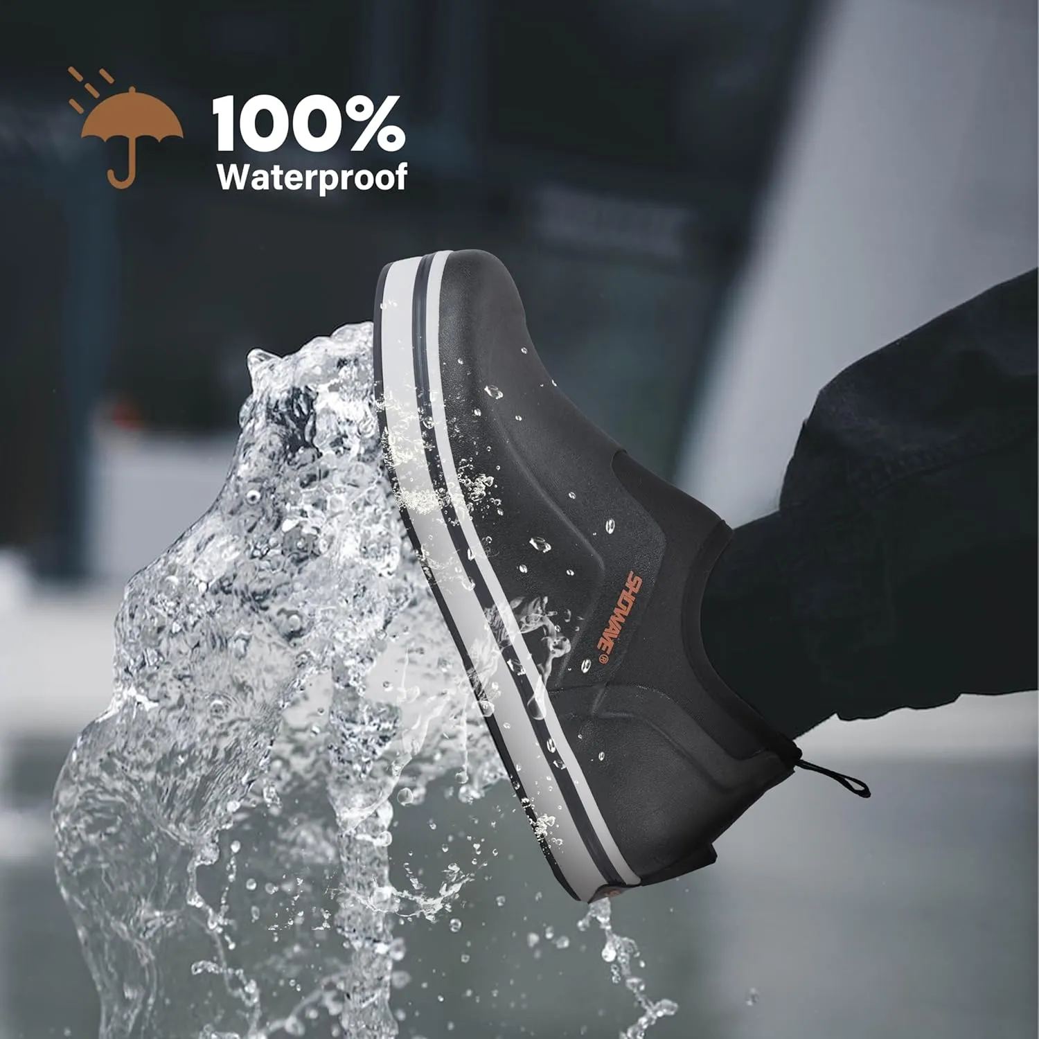 Showave Women's Deck Shoes Waterproof Rain Shoes Breathable Non-slip Rubber Rain Boots Low Cut Design for Outdoor Fishing Gardening Walking