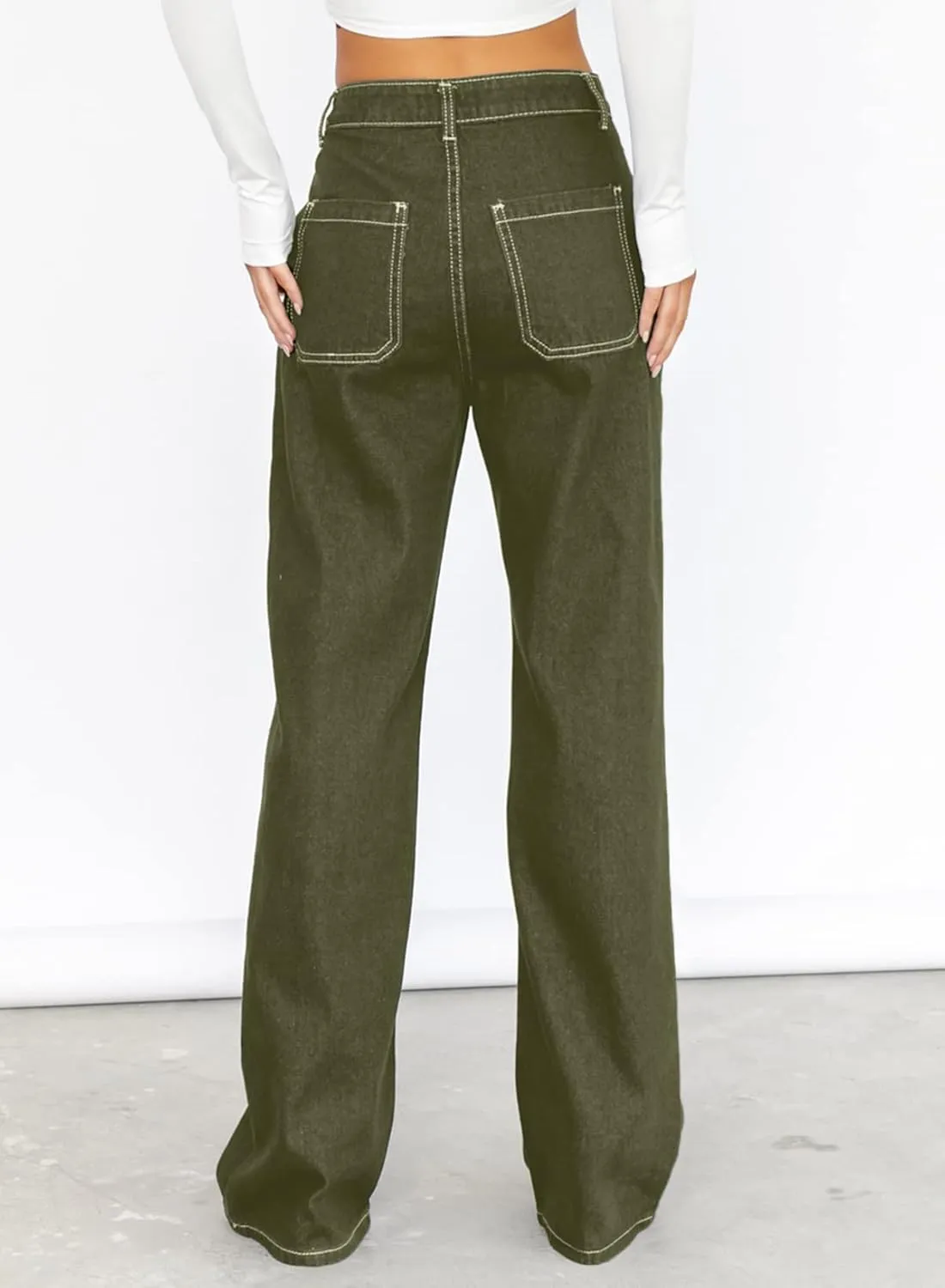 Sidefeel Women's Cargo Jeans Casual Loose Mid Rise Wide Leg Denim Pants