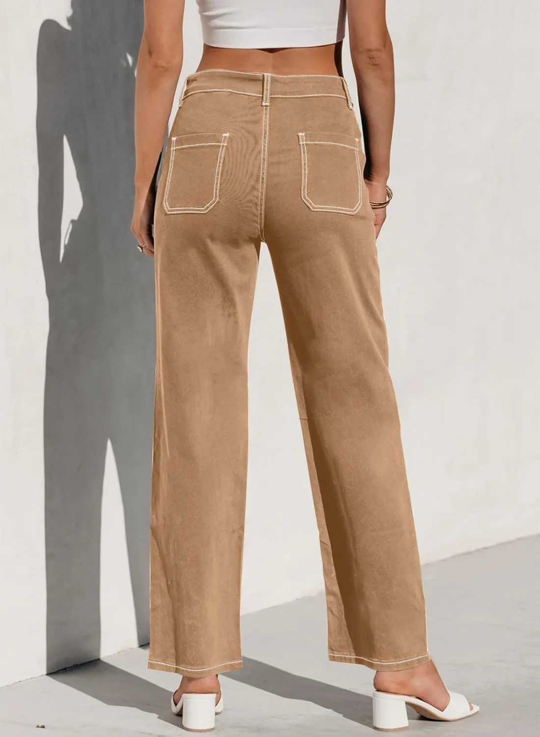 Sidefeel Women's Cargo Jeans Casual Loose Mid Rise Wide Leg Denim Pants