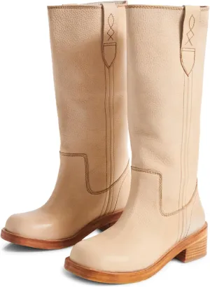 SIFINELAR Women's Banana Knee High Boots Square Toe Chunky Block Heel Tall Boots Wide Calf Fashion Comfortable Casual Pull on Long Boots