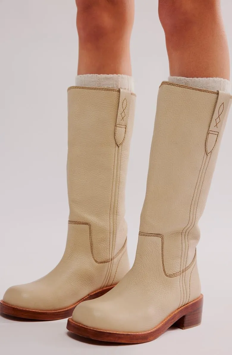 SIFINELAR Women's Banana Knee High Boots Square Toe Chunky Block Heel Tall Boots Wide Calf Fashion Comfortable Casual Pull on Long Boots