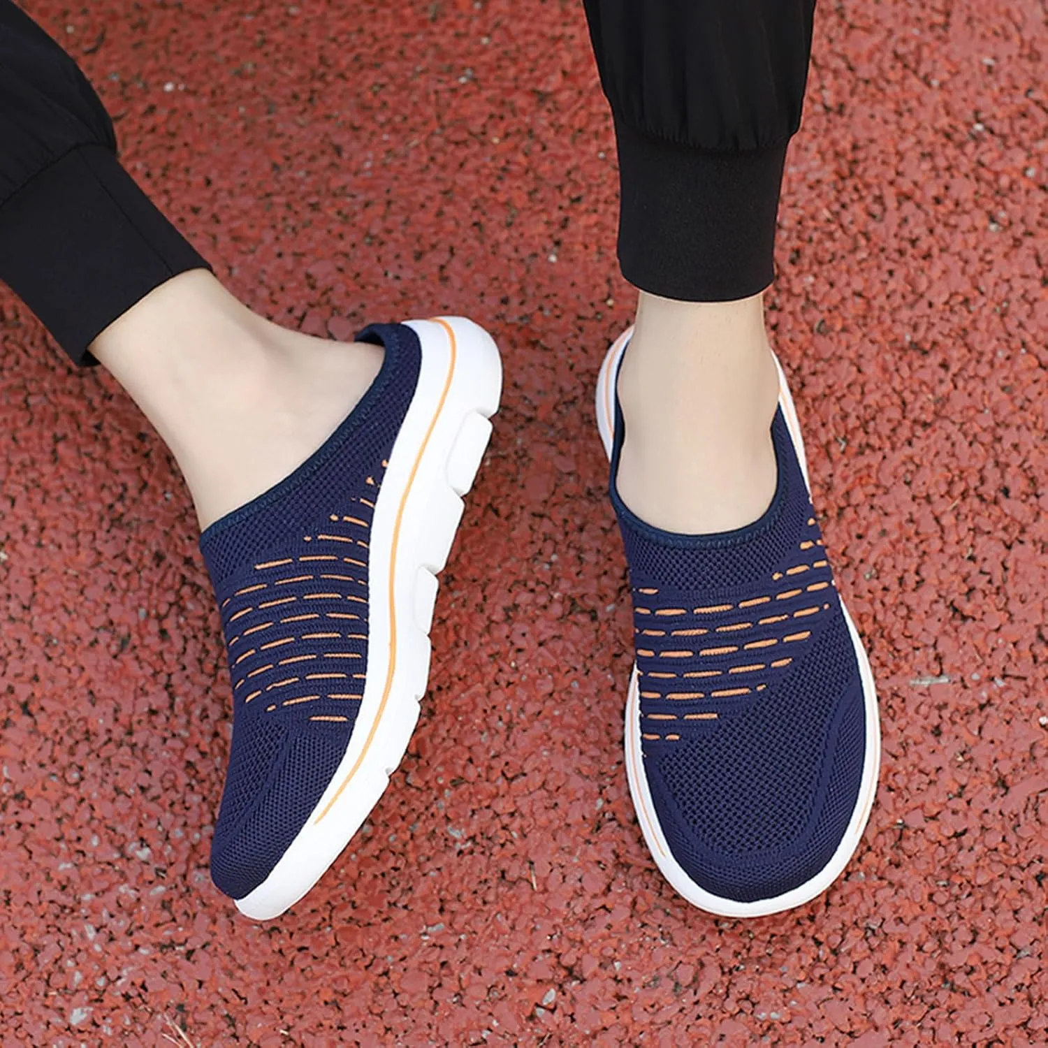 Slip On Mules Breathable Mesh Slip On Clogs Wide Width Lightweight Sneakers Comfort Walking Mules Shoes for Women Men with Indoor Outdoor Anti-Skid Sole