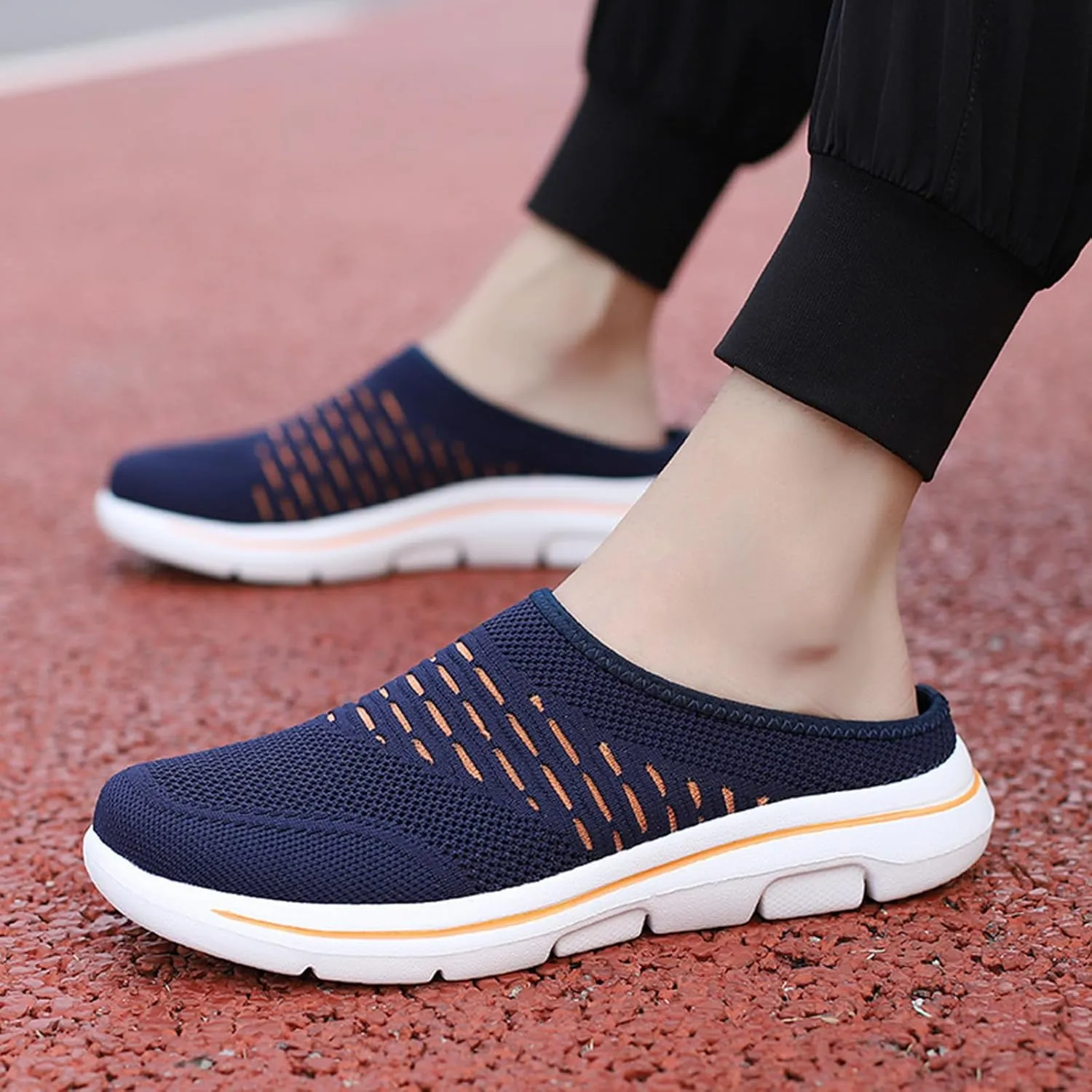 Slip On Mules Breathable Mesh Slip On Clogs Wide Width Lightweight Sneakers Comfort Walking Mules Shoes for Women Men with Indoor Outdoor Anti-Skid Sole