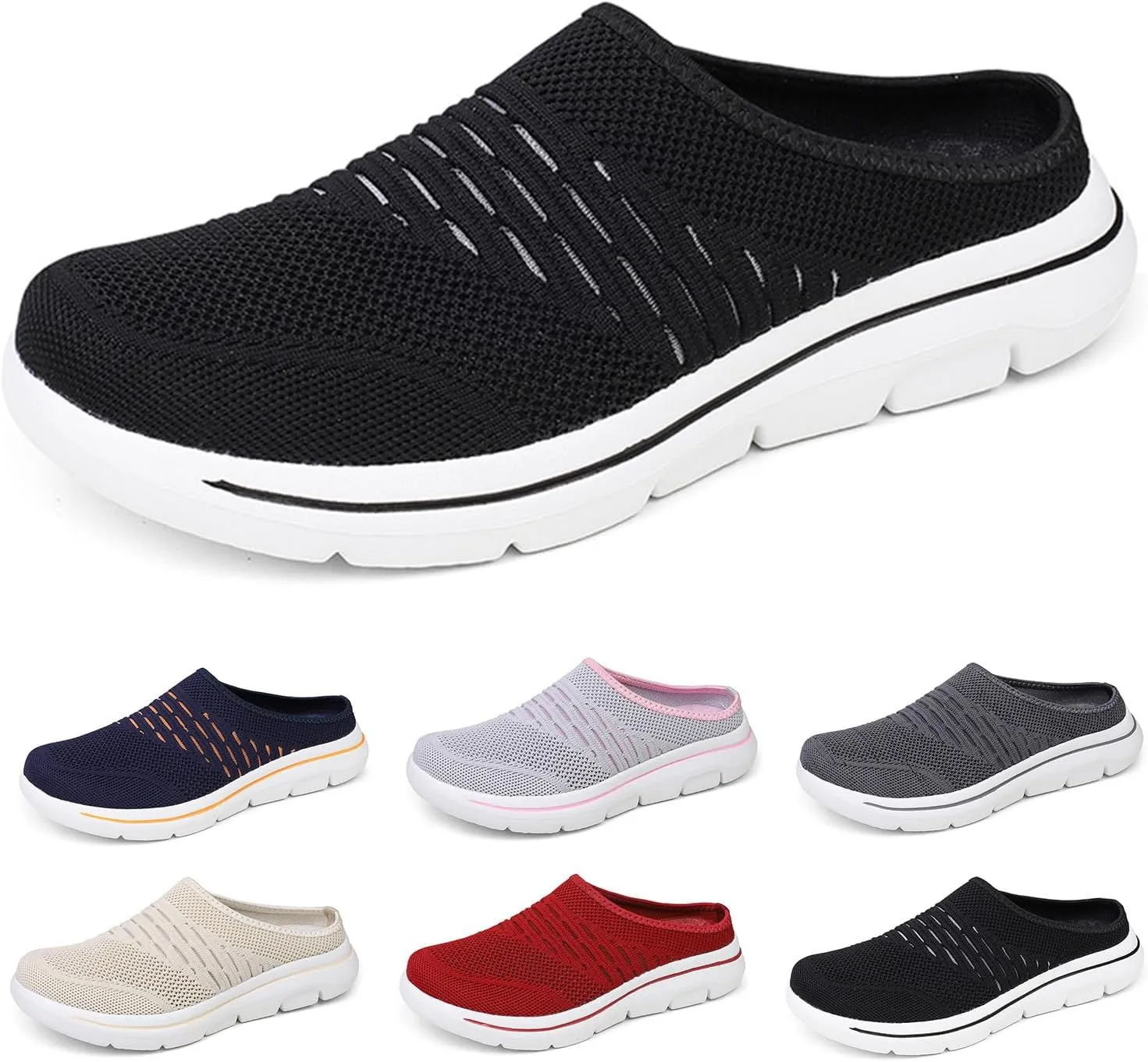 Slip On Mules Breathable Mesh Slip On Clogs Wide Width Lightweight Sneakers Comfort Walking Mules Shoes for Women Men with Indoor Outdoor Anti-Skid Sole
