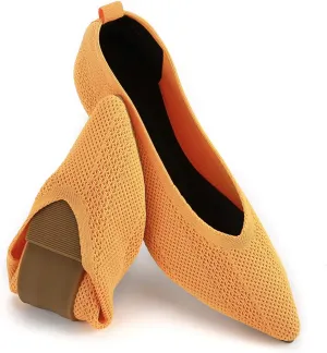 Slocyclub Flat Shoes for Women Classic Pointed Toe Slip On Ballet Shoes Knitted Texture Black Comfortable Dress Shoes