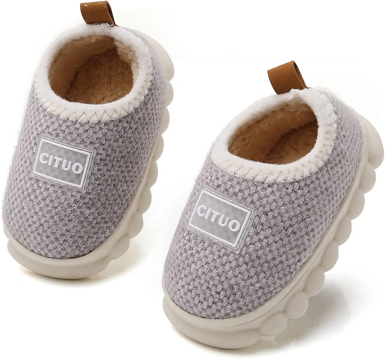 SOFMUO Unisex Toddler Boys Girls Fuzzy Slippers Non-Slip Sole Indoor House Shoes Outdoor Little Kids Baby Warm Winter Shoe