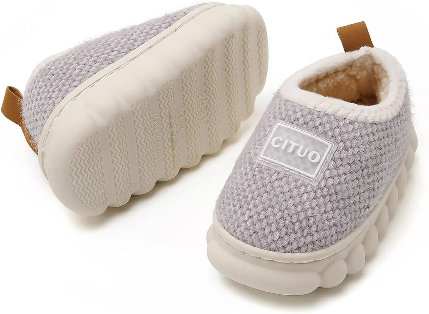 SOFMUO Unisex Toddler Boys Girls Fuzzy Slippers Non-Slip Sole Indoor House Shoes Outdoor Little Kids Baby Warm Winter Shoe