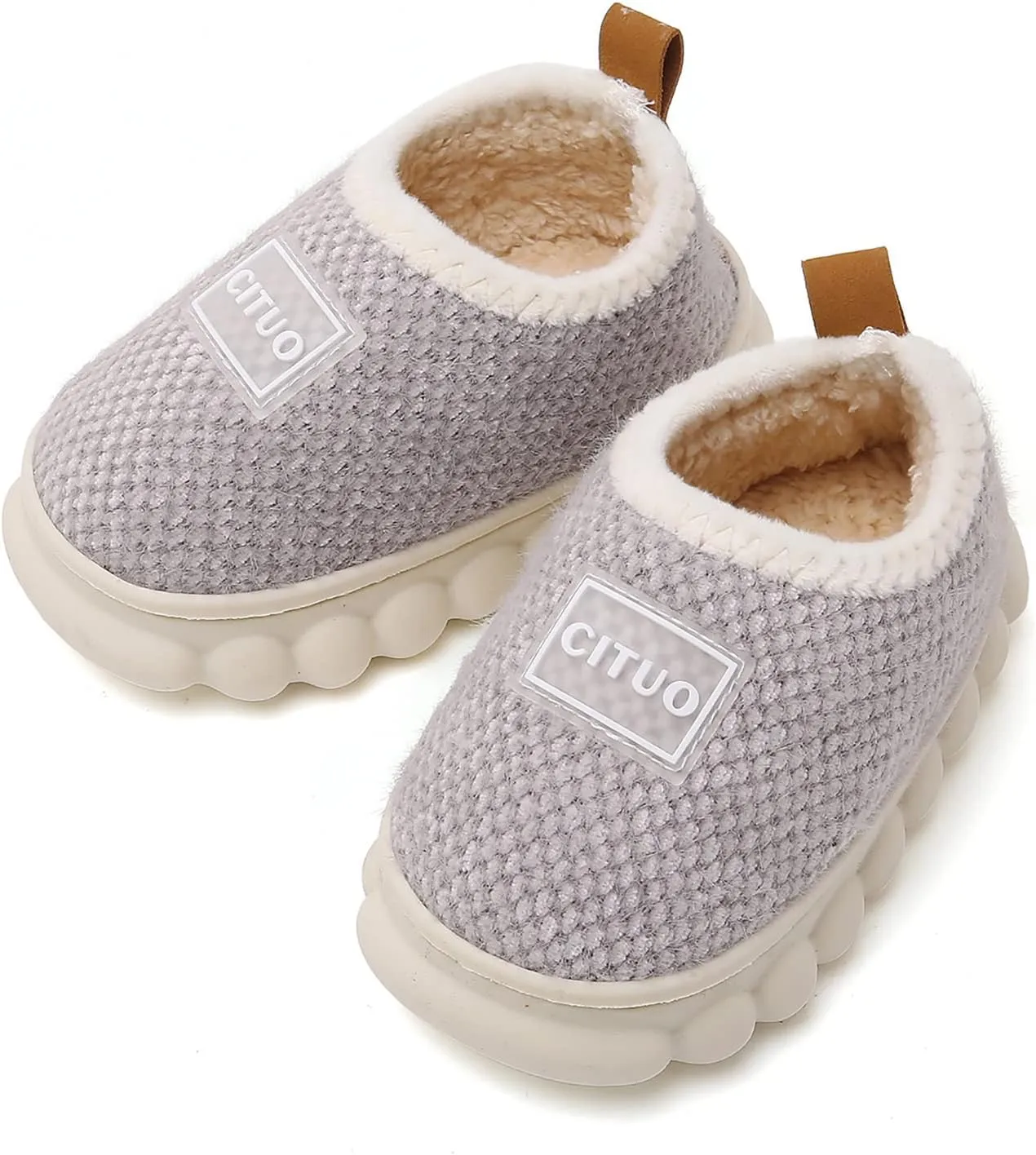 SOFMUO Unisex Toddler Boys Girls Fuzzy Slippers Non-Slip Sole Indoor House Shoes Outdoor Little Kids Baby Warm Winter Shoe