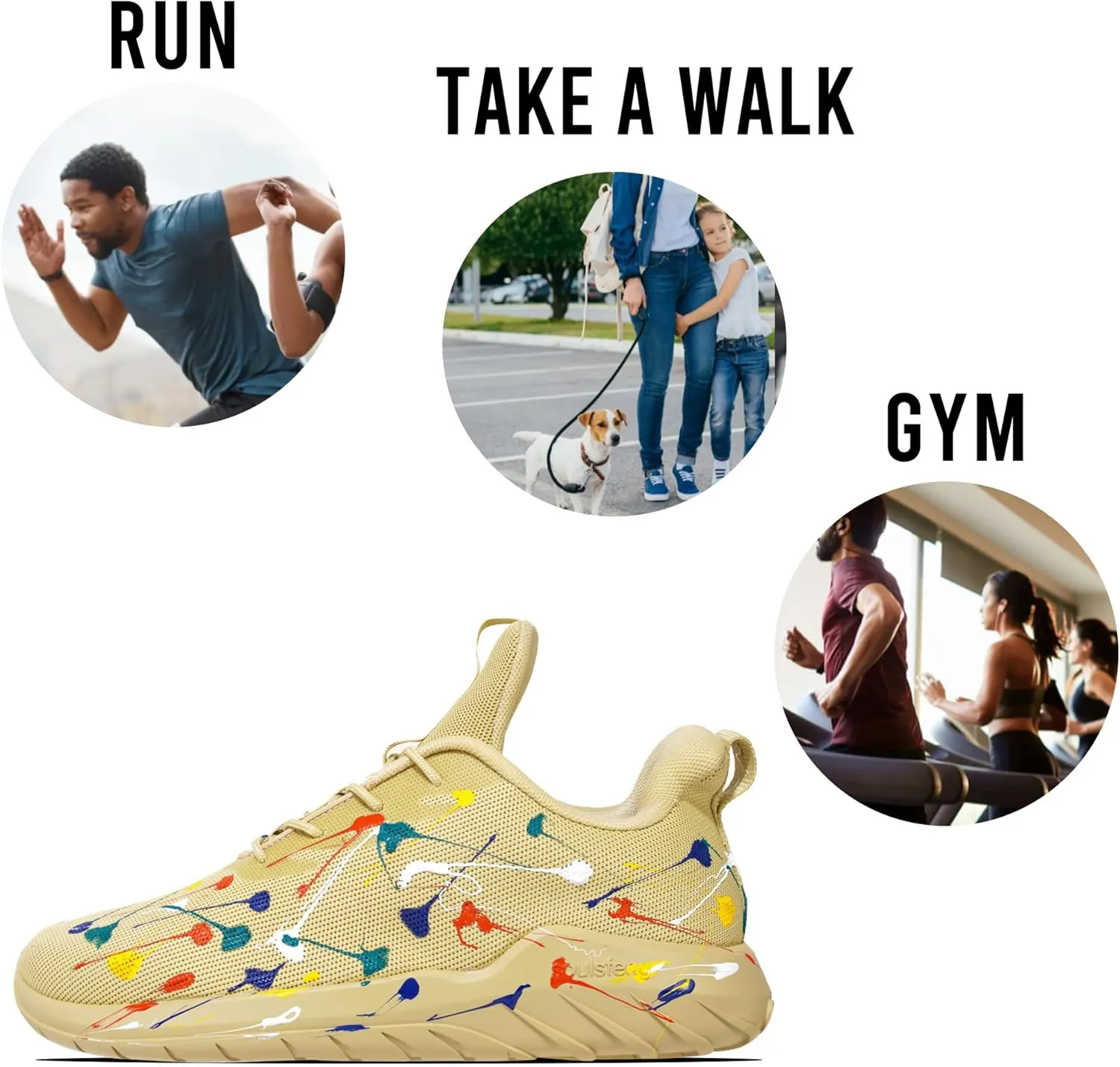 Soulsfeng Mens Running Shoes Lightweight Fashion Stylish Sports Workout Gym Tennis Walking Sneakers Size US 5.5-15