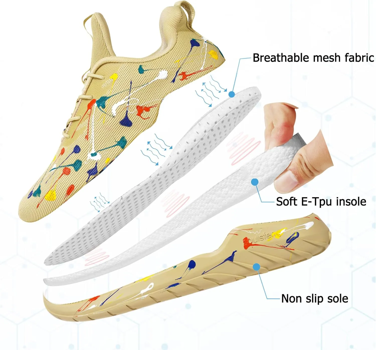 Soulsfeng Mens Running Shoes Lightweight Fashion Stylish Sports Workout Gym Tennis Walking Sneakers Size US 5.5-15