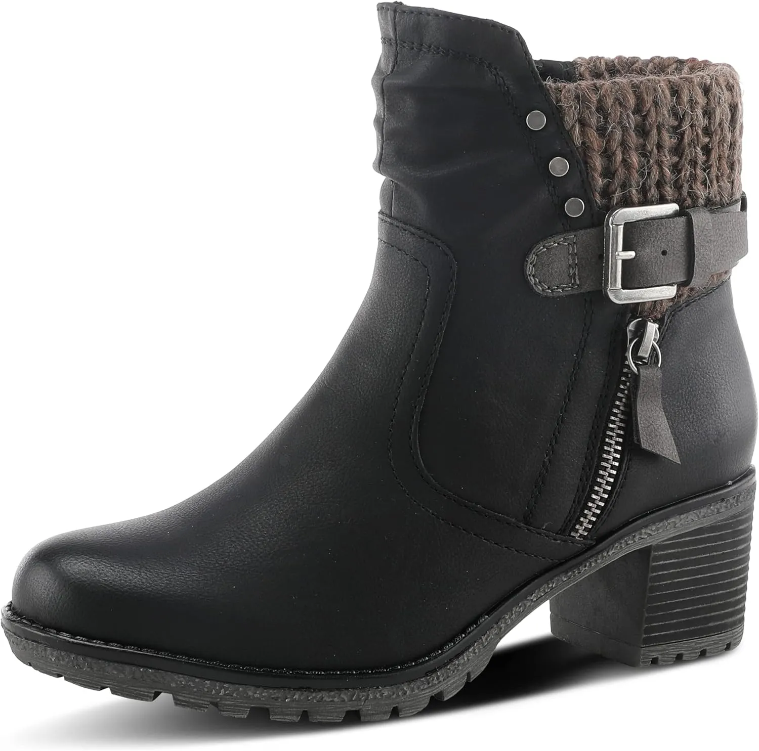 Spring Step Relife Style Rene Knee High Ankle Boots for Women | Shoes for Women with Zipper Closure, Sweater Knit Cuff and Faux Fur Insole