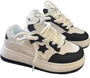 Star Shoes Comfortable Women's Y2k Chunky Sneakers, Cute Big Toe Creamy Platform, Stylish Casual Shoes for Sports