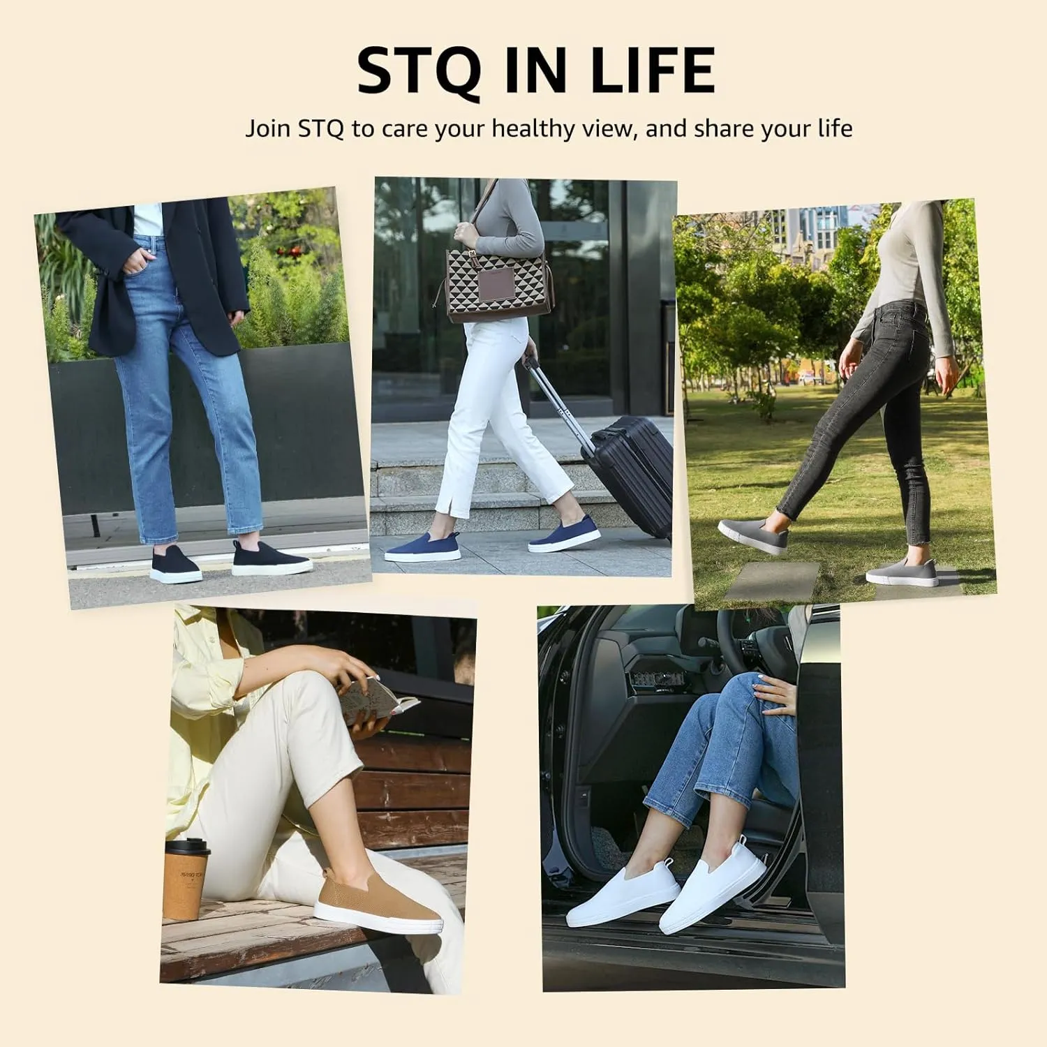 STQ Womens Wide Toe Box Barefoot Shoes Knit Casual Slip on Shoes for Summer