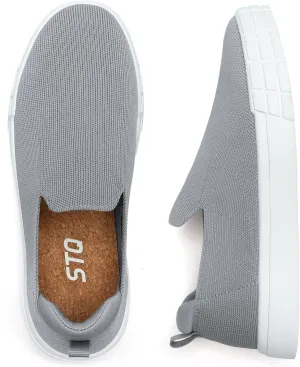 STQ Womens Wide Toe Box Barefoot Shoes Knit Casual Slip on Shoes for Summer