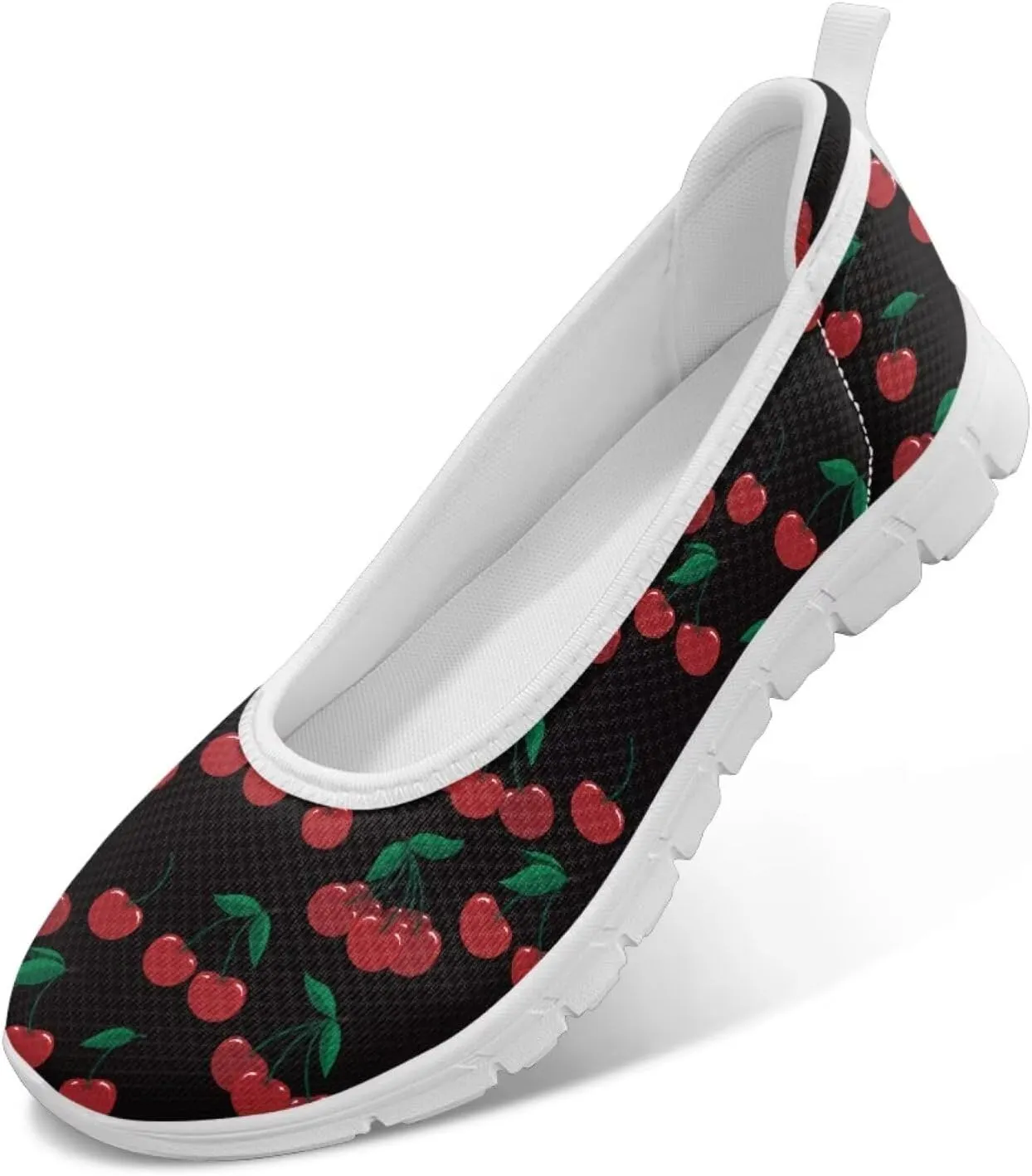 Sweet Fruit Printed Womens Ballet Flats Dress Shoes Slip On Mesh Casual Sneakers Round Toe Platform Loafers Lightweight Office & Travel