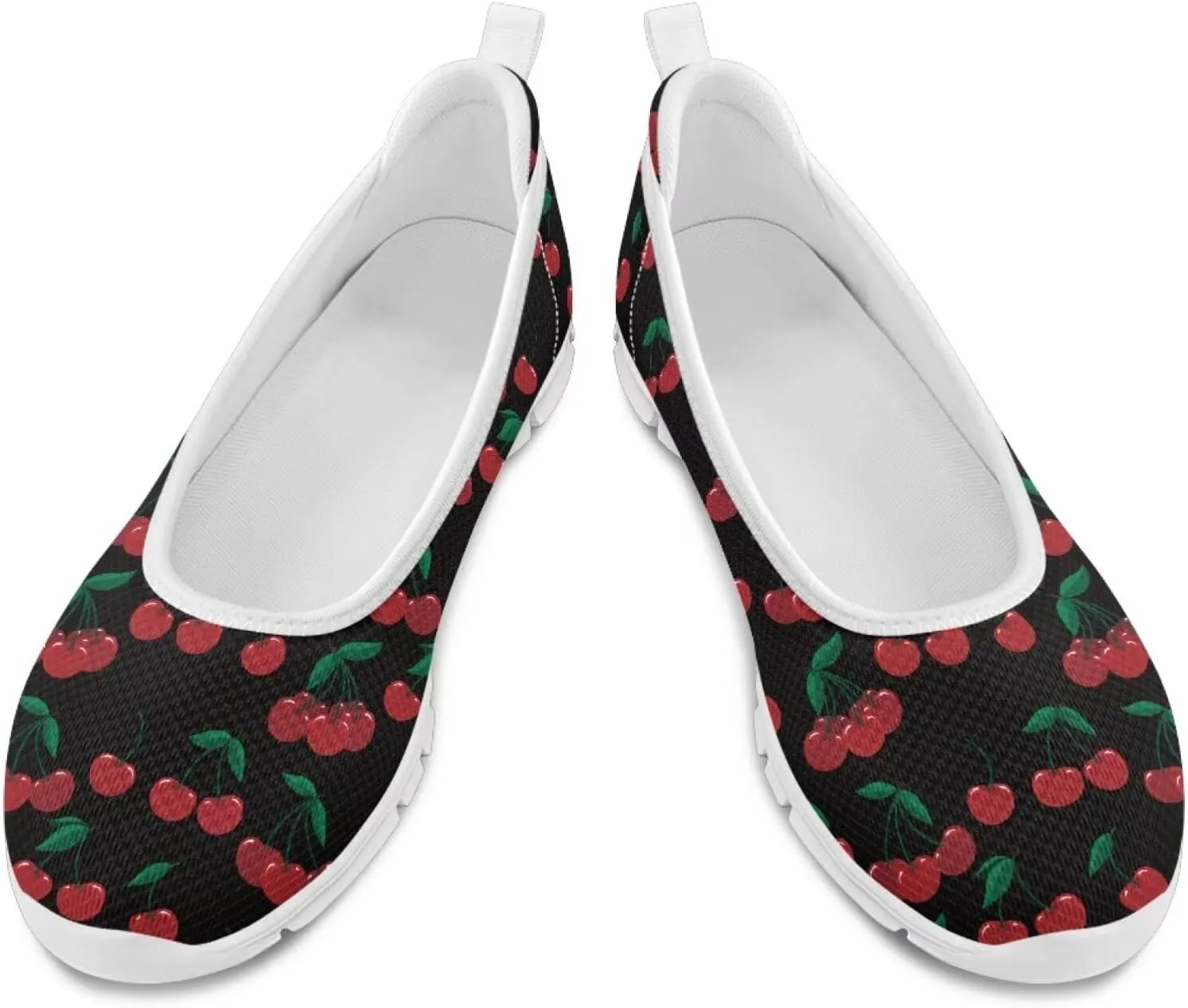 Sweet Fruit Printed Womens Ballet Flats Dress Shoes Slip On Mesh Casual Sneakers Round Toe Platform Loafers Lightweight Office & Travel
