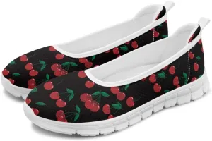 Sweet Fruit Printed Womens Ballet Flats Dress Shoes Slip On Mesh Casual Sneakers Round Toe Platform Loafers Lightweight Office & Travel