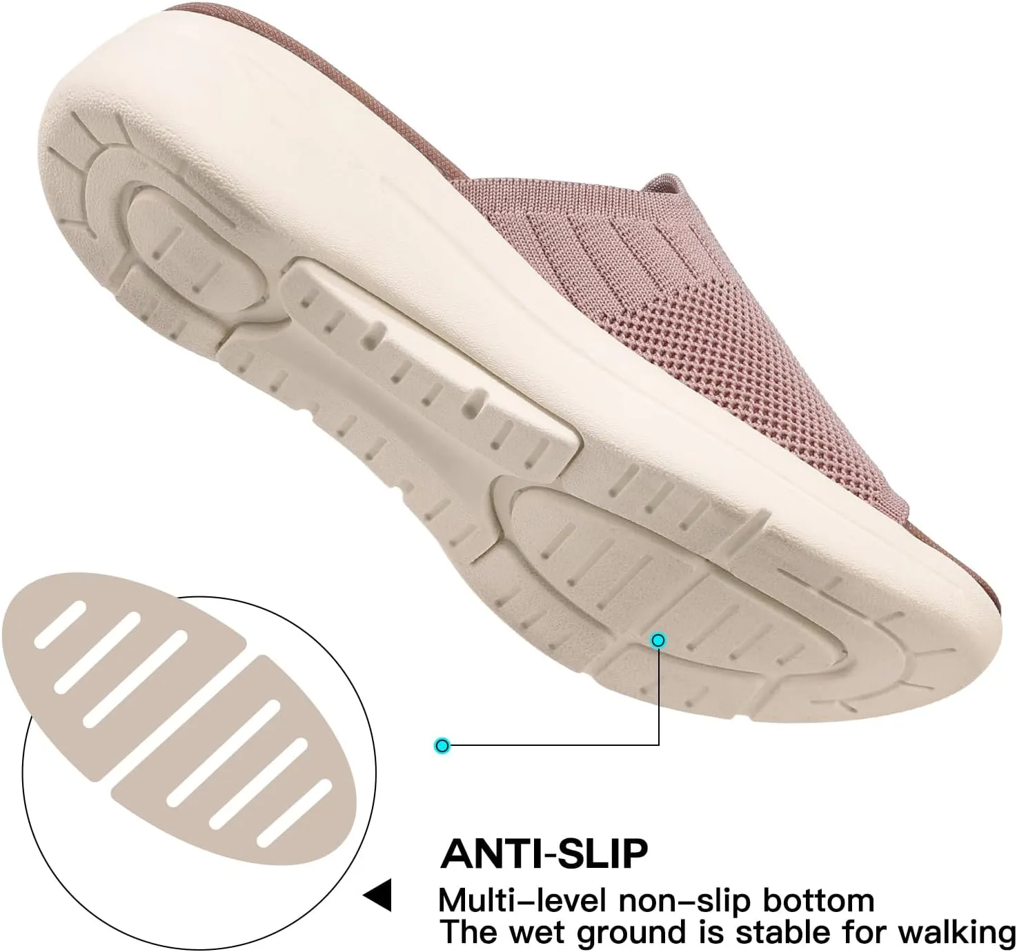 TEMOFON Slide Sandals for Women Lightweight: Wide Width Comfortable Slip on Arch Support Slides