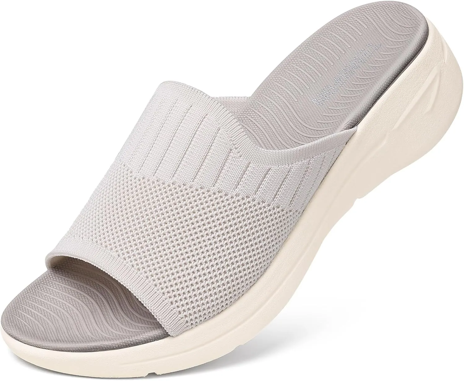TEMOFON Slide Sandals for Women Lightweight: Wide Width Comfortable Slip on Arch Support Slides