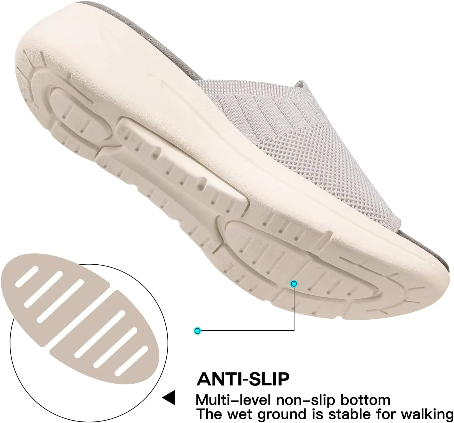 TEMOFON Slide Sandals for Women Lightweight: Wide Width Comfortable Slip on Arch Support Slides