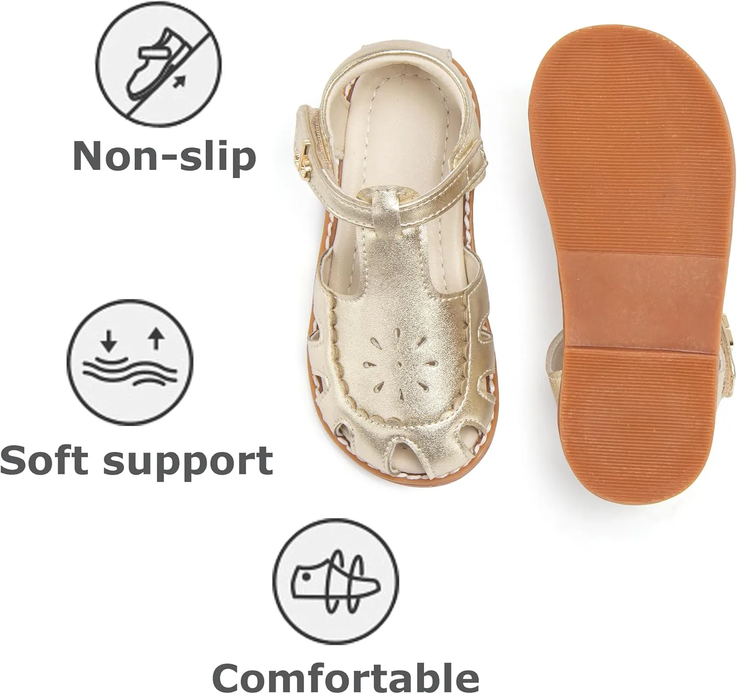 THEE BRON Princess Toddler Close Toe Sandals | Retro Lace-Up Design | Breathable Girls Shoes 3-12 Years