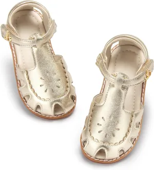 THEE BRON Princess Toddler Close Toe Sandals | Retro Lace-Up Design | Breathable Girls Shoes 3-12 Years