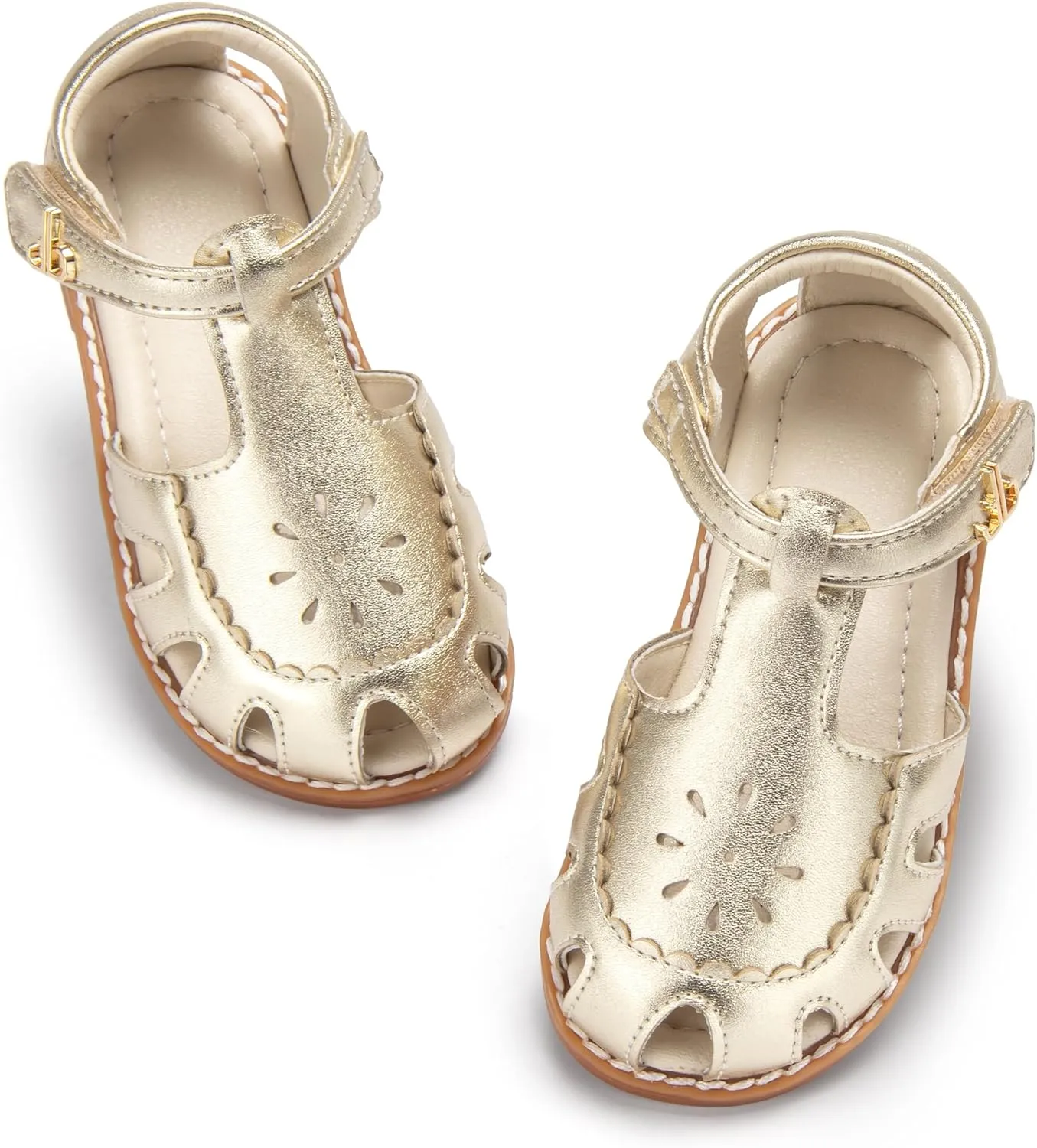 THEE BRON Princess Toddler Close Toe Sandals | Retro Lace-Up Design | Breathable Girls Shoes 3-12 Years