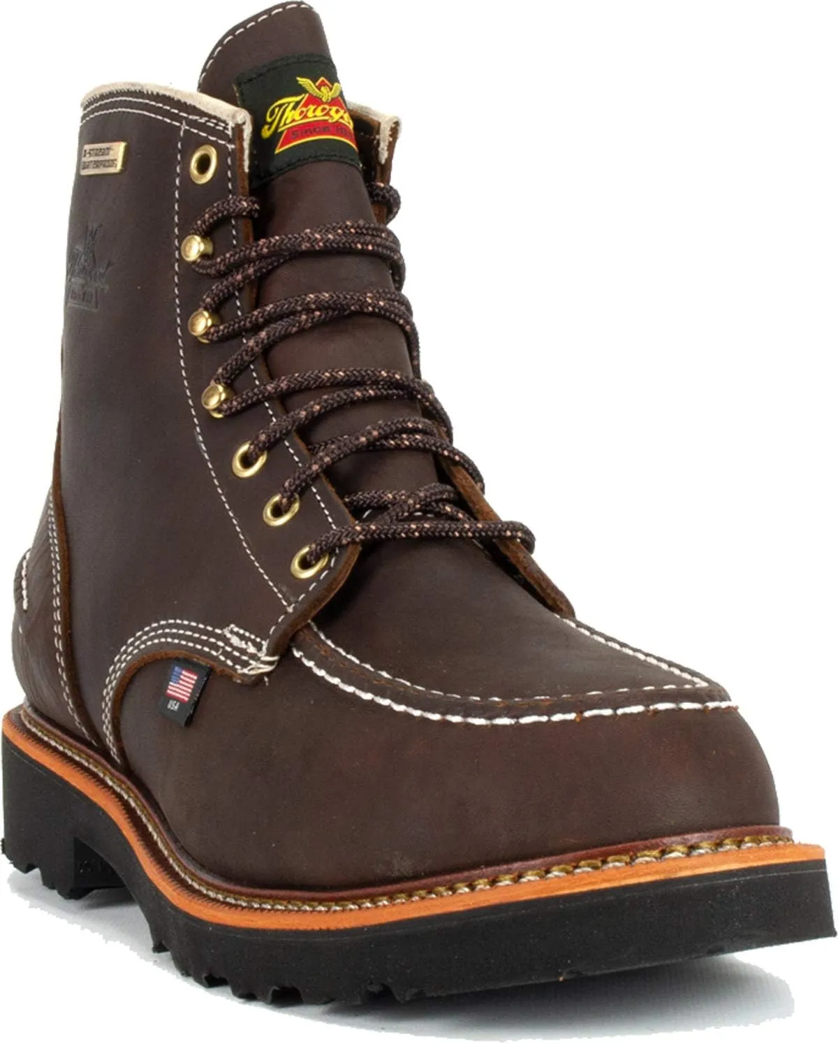 Thorogood 1957 Flyway 6” Waterproof Moc Toe Hunting Boots for Men - Premium Full-Grain Leather with Slip-Resistant Heel Outsole and Shock-Absorbing Footbed