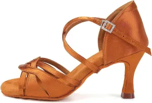 TINRYMX Women's Latin Dance Shoes Ballroom Salsa Cha-cha Professional Practice Performance Dance Sandals,Model-EM3038-DB