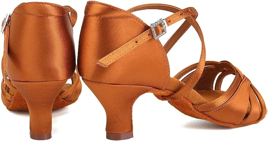 TINRYMX Women's Latin Dance Shoes Ballroom Salsa Cha-cha Professional Practice Performance Dance Sandals,Model-EM3038-DB