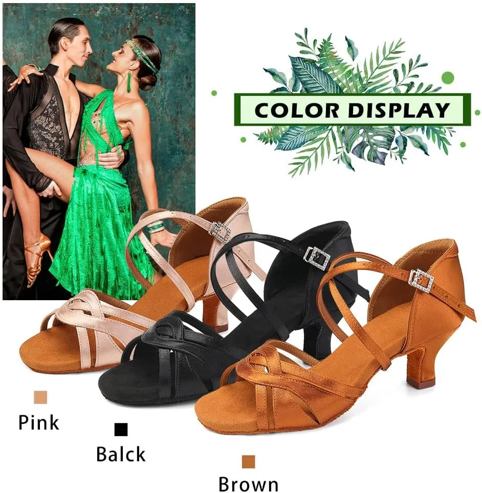 TINRYMX Women's Latin Dance Shoes Ballroom Salsa Cha-cha Professional Practice Performance Dance Sandals,Model-EM3038-DB