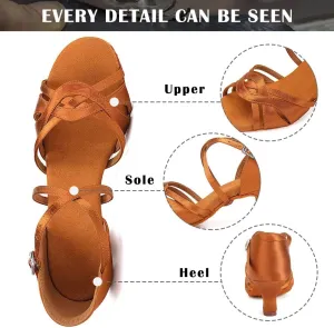 TINRYMX Women's Latin Dance Shoes Ballroom Salsa Cha-cha Professional Practice Performance Dance Sandals,Model-EM3038-DB