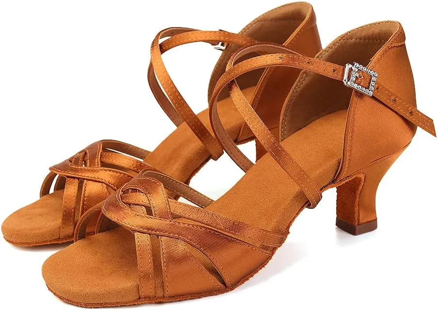 TINRYMX Women's Latin Dance Shoes Ballroom Salsa Cha-cha Professional Practice Performance Dance Sandals,Model-EM3038-DB