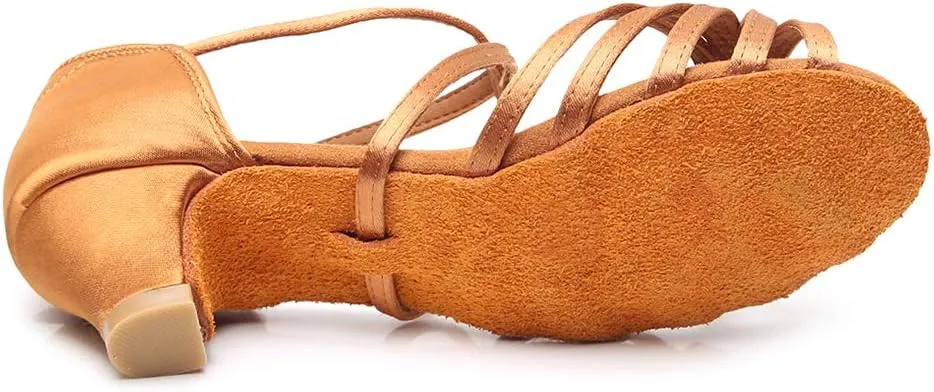 TINRYMX Women's Professional Latin Dance Shoes Ballroom Performance Dance Sandals Suede Outsole, Model LP802-ZSZK