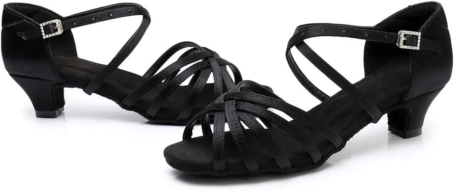 TINRYMX Women's Professional Latin Dance Shoes Ballroom Performance Dance Sandals Suede Outsole, Model LP802-ZSZK