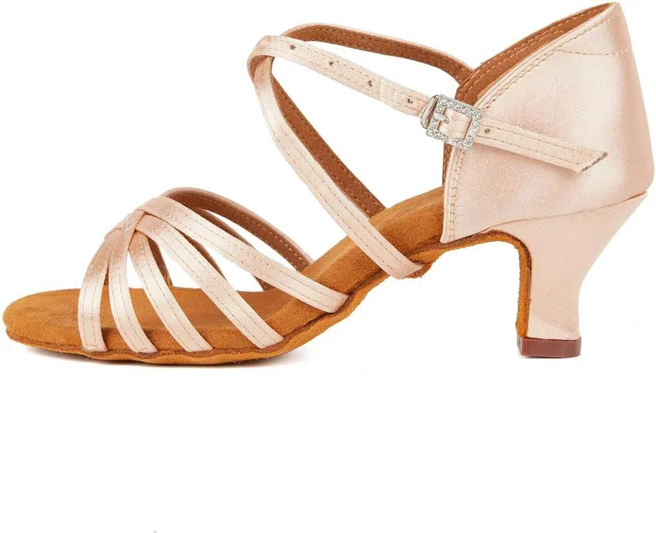 TINRYMX Women's Professional Latin Dance Shoes Ballroom Performance Dance Sandals Suede Outsole, Model LP802-ZSZK