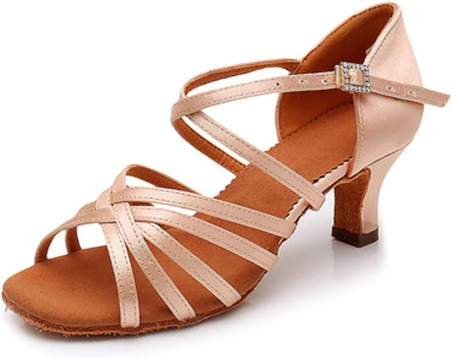 TINRYMX Women's Professional Latin Dance Shoes Ballroom Performance Dance Sandals Suede Outsole, Model LP802-ZSZK