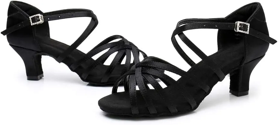 TINRYMX Women's Professional Latin Dance Shoes Ballroom Performance Dance Sandals Suede Outsole, Model LP802-ZSZK