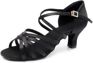 TINRYMX Women's Professional Latin Dance Shoes Ballroom Performance Dance Sandals Suede Outsole, Model LP802-ZSZK