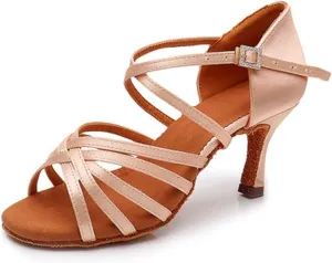 TINRYMX Women's Professional Latin Dance Shoes Ballroom Performance Dance Sandals Suede Outsole, Model LP802-ZSZK