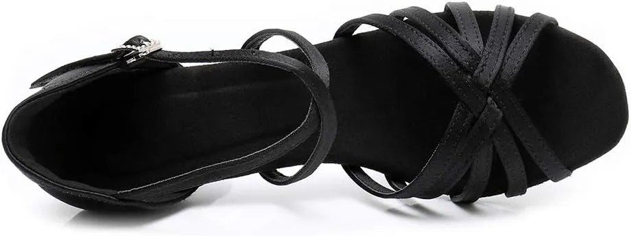 TINRYMX Women's Professional Latin Dance Shoes Ballroom Performance Dance Sandals Suede Outsole, Model LP802-ZSZK