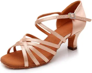 TINRYMX Women's Professional Latin Dance Shoes Ballroom Performance Dance Sandals Suede Outsole, Model LP802-ZSZK