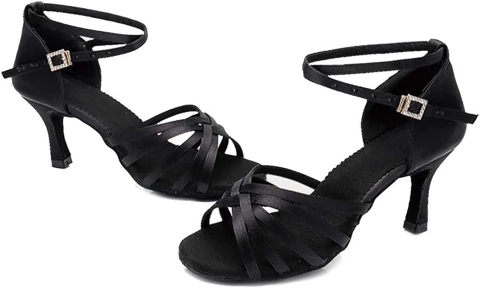 TINRYMX Women's Professional Latin Dance Shoes Ballroom Performance Dance Sandals Suede Outsole, Model LP802-ZSZK
