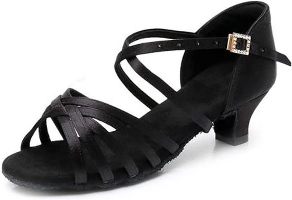 TINRYMX Women's Professional Latin Dance Shoes Ballroom Performance Dance Sandals Suede Outsole, Model LP802-ZSZK