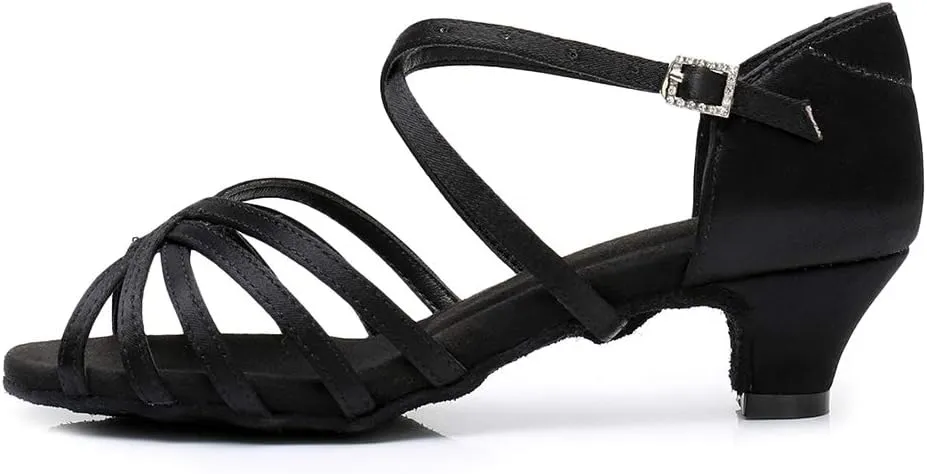 TINRYMX Women's Professional Latin Dance Shoes Ballroom Performance Dance Sandals Suede Outsole, Model LP802-ZSZK