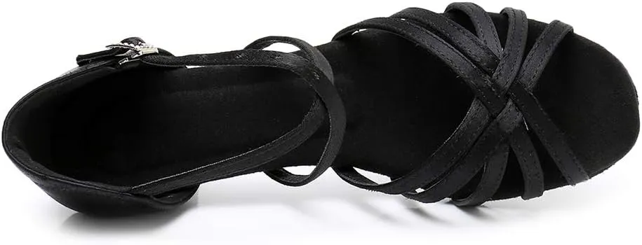 TINRYMX Women's Professional Latin Dance Shoes Ballroom Performance Dance Sandals Suede Outsole, Model LP802-ZSZK