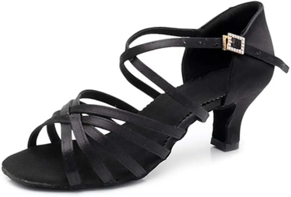 TINRYMX Women's Professional Latin Dance Shoes Ballroom Performance Dance Sandals Suede Outsole, Model LP802-ZSZK