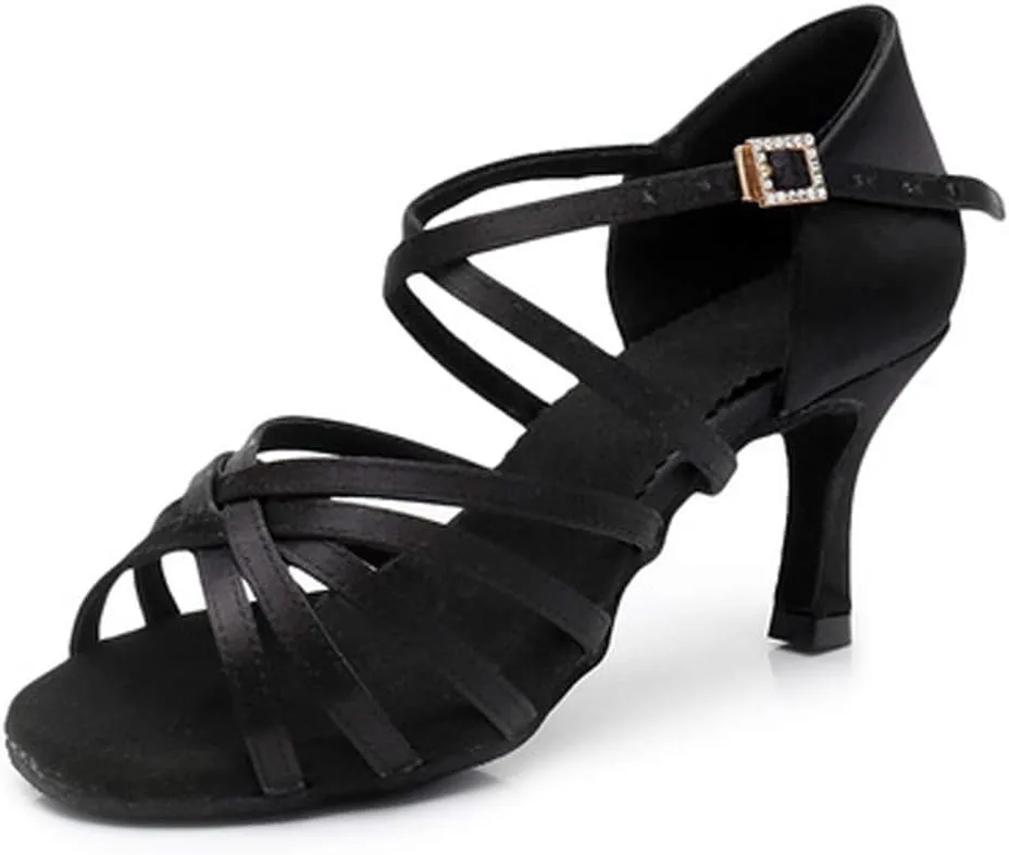 TINRYMX Women's Professional Latin Dance Shoes Ballroom Performance Dance Sandals Suede Outsole, Model LP802-ZSZK