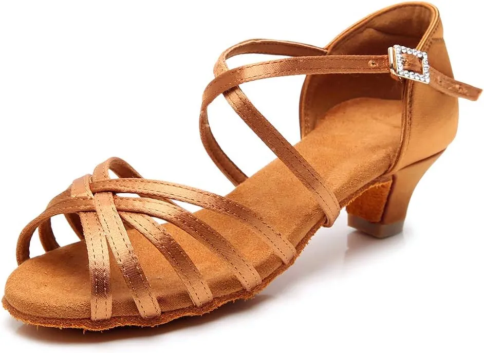 TINRYMX Women's Professional Latin Dance Shoes Ballroom Performance Dance Sandals Suede Outsole, Model LP802-ZSZK