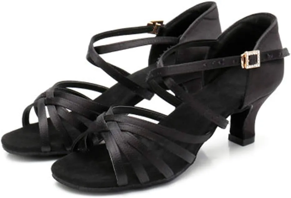 TINRYMX Women's Professional Latin Dance Shoes Ballroom Performance Dance Sandals Suede Outsole, Model LP802-ZSZK